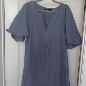 Pomander Place Slate Blue Finley Dress | XL | Flutter Sleeve | Preppy Classic